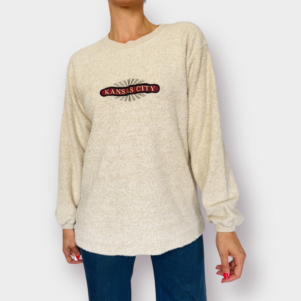 Vintage 90s Kansas City Terri cloth‎ sweater Size XL
